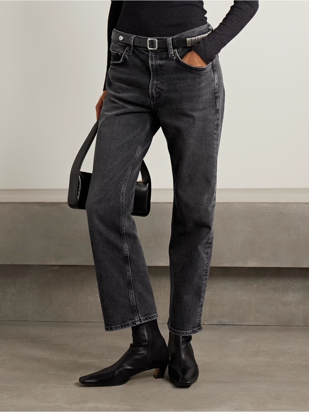 AGOLDE Valen Vintage Straight Jeans Black High Rise Premium Denim Organic Cotton